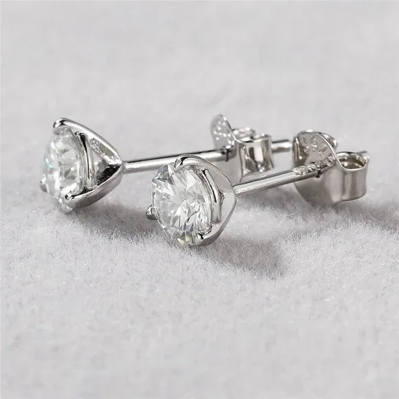 Certified 1ct. t.w. Moissanite Diamond Round Stud Earrings NEW - Picture 3 of 12